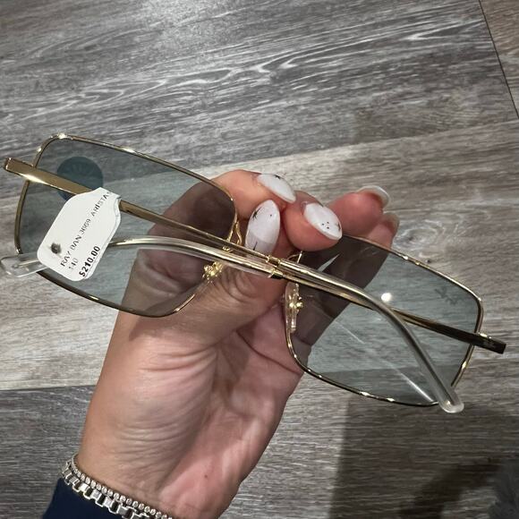 Ray Ban Polished Arista Gold Blue Frame Sun Glasses - Picture 2 of 6